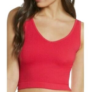 NWT  Free People Intimately Solid Rib Brami Crop Top. Cherry/Red.  Sz XS…